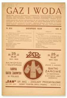 Gaz i Woda. R. XIV, sierpień 1934, Nr 8