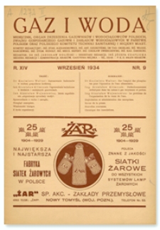 Gaz i Woda. R. XIV, wrzesień 1934, Nr 9