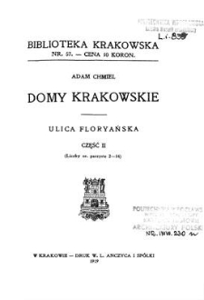 Domy krakowskie : ulica Floryańska. Cz. 2, (Liczby or. parzyste 2-14)