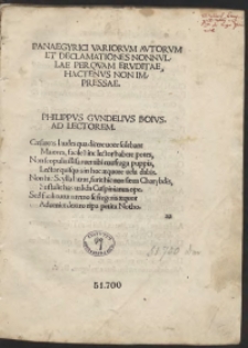 Panaegyrici Variorum Autorum Et Declamationes Nonnullae Perquam Eruditae, Hactenus Non Impressae