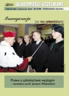 Wiadomości Uczelniane : pismo informacyjne Politechniki Opolskiej, nr 3 (139), październik 2005