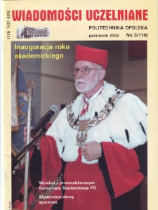 Wiadomości Uczelniane : pismo informacyjne Politechniki Opolskiej, nr 3 (118), październik 2003