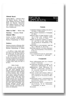Contents [Optica Applicata, Vol. 7, 1977, nr 2]