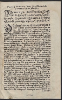 Przywiley Declaraciey Krola Jego Mości około Provent&oacute;w Ziemie Jflantskiey