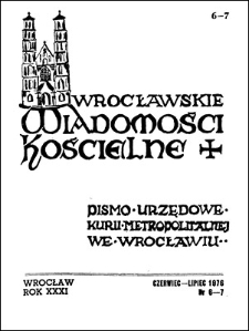Wrocławskie Wiadomości Kościelne. R. 31 (1976), nr 6/7