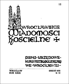 Wrocławskie Wiadomości Kościelne. R. 31 (1976), nr 12