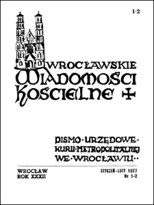 Wrocławskie Wiadomości Kościelne. R. 32 (1977), nr 1/2