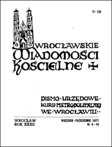 Wrocławskie Wiadomości Kościelne. R. 32 (1977), nr 9/10