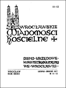 Wrocławskie Wiadomości Kościelne. R. 32 (1977), nr 11/12