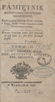 Pamiętnik Historyczno-Polityczno-Ekonomiczny : roku 9go część VII : lipiec 1790