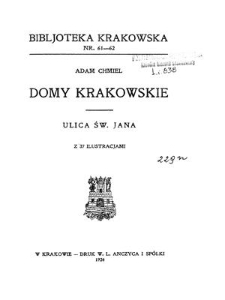 Domy krakowskie : ulica św. Jana. Cz. 2, Liczby or. parzyste (2-32)