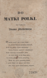 Do matki Polki : wiersz Adama Mickiewicza