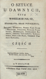 O sztuce u dawnych, czyli Winkelman Polski, Stanisława Potockiego. Część II