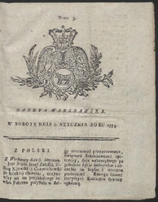 Gazeta Warszawska. R.1774 Nr 3