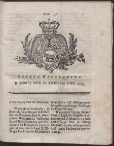 Gazeta Warszawska. R.1774 Nr 31