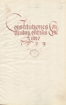Constitutiones conventus generalis Cracoviensis anno 1539 sabbato in cristino s. Valentini