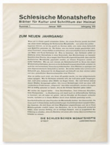 Schlesische Monatshefte : Blätter für Kultur und Schrifttum der Heimat. Jahrgang VIII, Januar 1931, Nummer 1