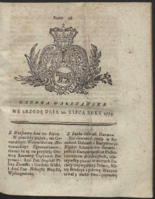 Gazeta Warszawska. R.1774 Nr 58