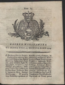Gazeta Warszawska. R.1774 Nr 64