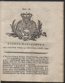 Gazeta Warszawska. R.1774 Nr 66