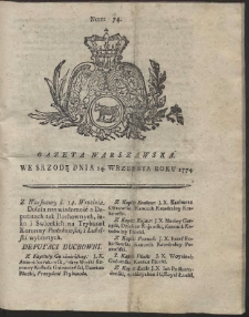 Gazeta Warszawska. R.1774 Nr 74