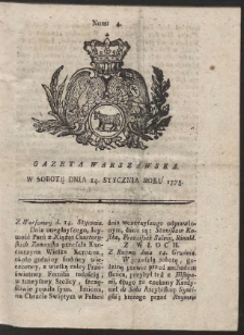 Gazeta Warszawska. R.1775 Nr 4