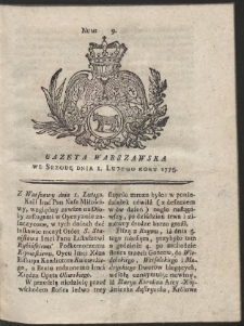 Gazeta Warszawska. R.1775 Nr 9
