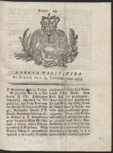 Gazeta Warszawska. R.1775 Nr 13