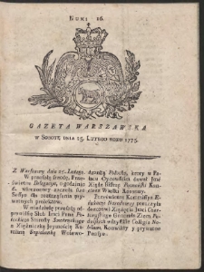 Gazeta Warszawska. R.1775 Nr 16