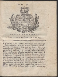 Gazeta Warszawska. R.1775 Nr 46