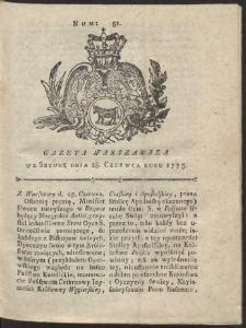 Gazeta Warszawska. R.1775 Nr 51