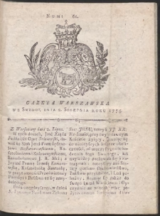 Gazeta Warszawska. R.1775 Nr 61