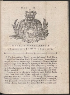 Gazeta Warszawska. R.1775 Nr 62