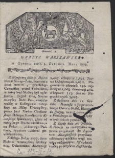 Gazeta Warszawska. R.1778 Nr 1