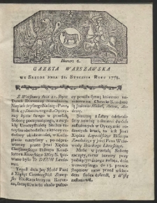 Gazeta Warszawska. R.1778 Nr 6