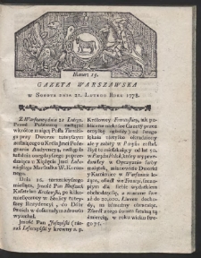 Gazeta Warszawska. R.1778 Nr 15