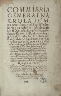 [Akta komisji generalnej w sprawie rewizji żup wielickich i bocheńskich z 1620 r.]