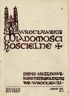Wrocławskie Wiadomości Kościelne. R. 34 [i.e. 36] (1981), nr 8