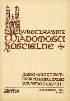 Wrocławskie Wiadomości Kościelne. R. 34 [i.e. 36] (1981), nr 11/12
