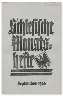 Schlesische Monatshefte : Blätter für Nationalsozialistische Kultur des Deutschen Südostens. 13. Jahrgang, September 1936, Nummer 9