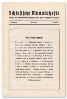 Schlesische Monatshefte : Blätter für Nationalsozialistische Kultur des Deutschen Südostens. 14. Jahrgang, Mai 1937, Nummer 5