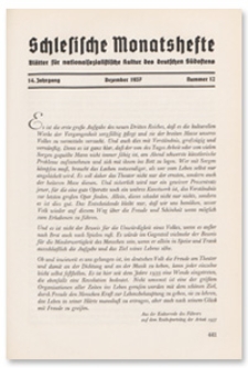 Schlesische Monatshefte : Blätter für Nationalsozialistische Kultur des Deutschen Südostens. 14. Jahrgang, Dezember 1937, Nummer 12