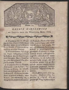 Gazeta Warszawska. R.1778 Nr 74