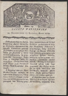 Gazeta Warszawska. R. 1779 Nr 14