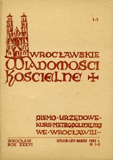 Wrocławskie Wiadomości Kościelne. R. 36 (1983), nr 1/3