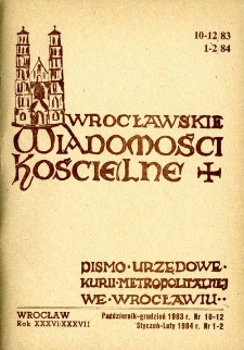 Wrocławskie Wiadomości Kościelne. R. 36/37 (1983/1984), nr 10/12-1/2