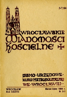 Wrocławskie Wiadomości Kościelne. R. 37 (1984), nr 3/7