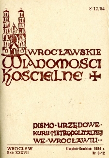 Wrocławskie Wiadomości Kościelne. R. 37 (1984), nr 8/12