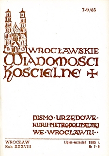 Wrocławskie Wiadomości Kościelne. R. 38 (1985), nr 7/9