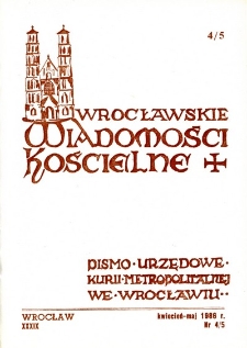 Wrocławskie Wiadomości Kościelne. R. 39 (1986), nr 4/5